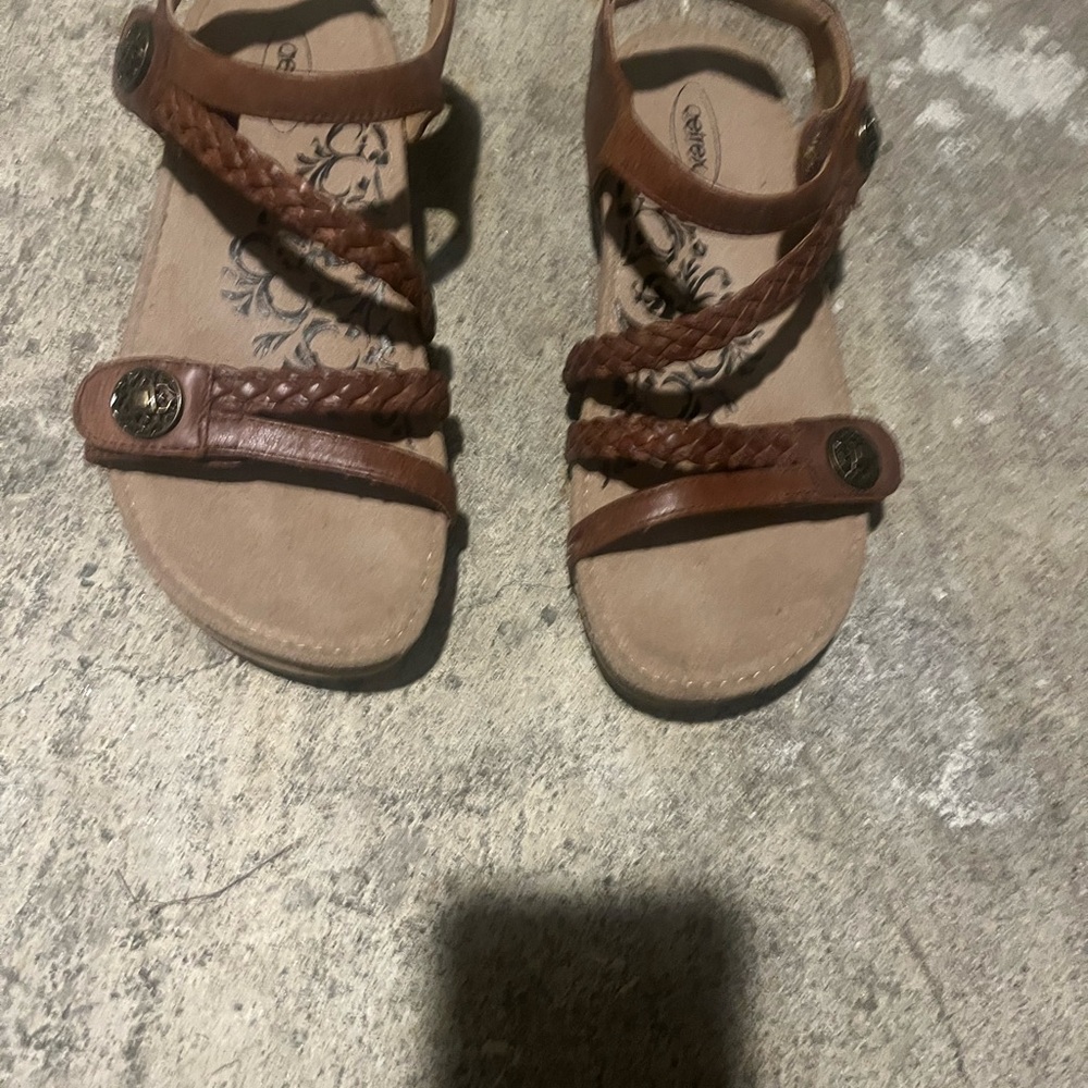 Aetrex Brown Floral Insole Slip-On Sandal